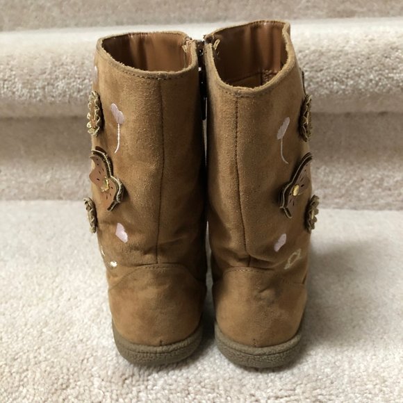 Nina Brown Mid Calf Boot with Butterflies Full Zip and No Skid Bottoms  Size 11 - Picture 4 of 6